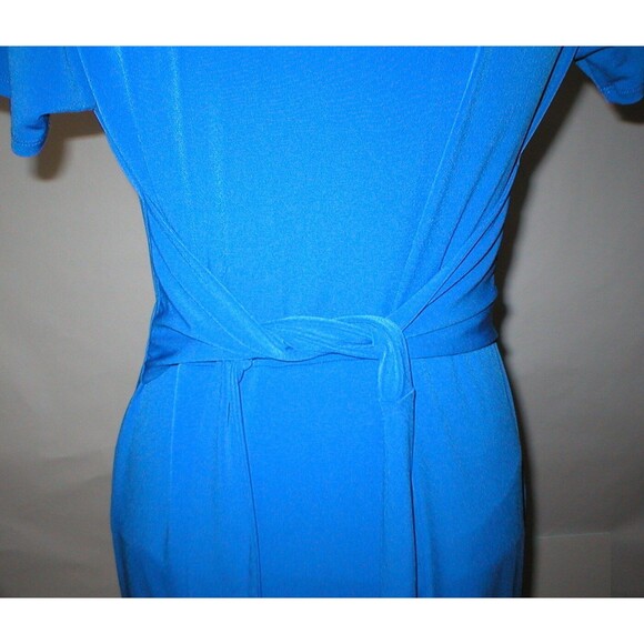 New NWT $98 Womens Designer T Tahari Trish Dress Blue Small S Wrap Waist SS Work - Picture 8 of 9